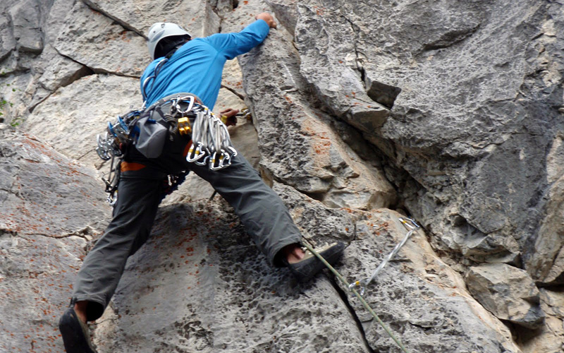 Climbing at Wasootch Slabs Rock Climbing in Kananaskis Country